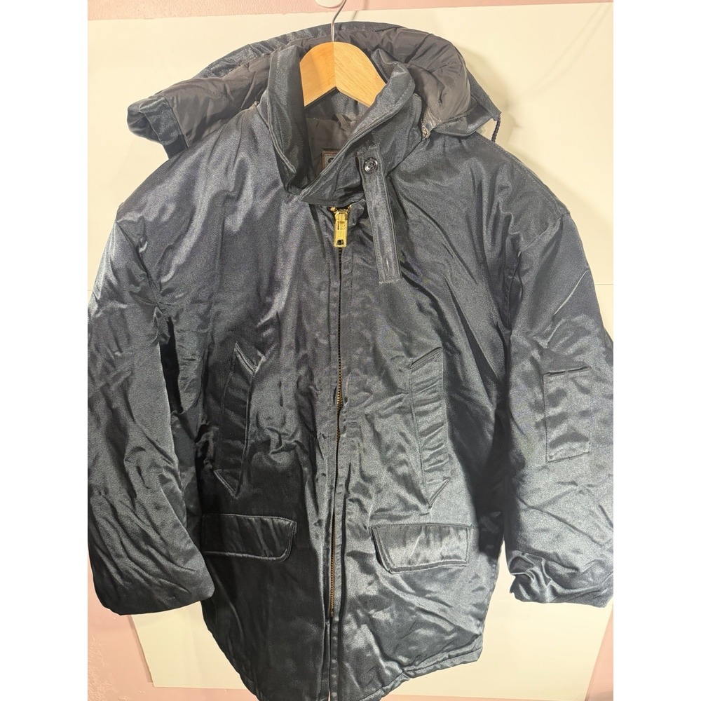 Spiewak USA Made Jacket Mens Medium Black Hooded Military Parka Quilted Lined